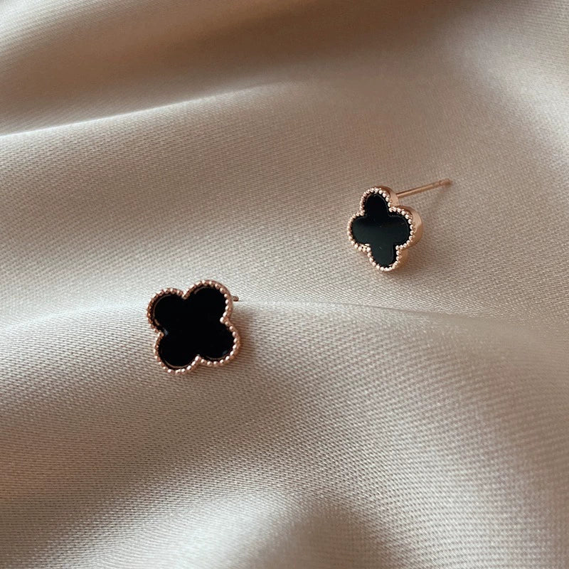Black Clover Stud Earrings