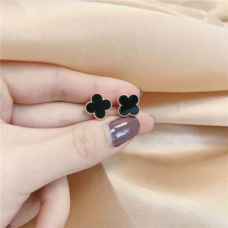 Black Clover Stud Earrings