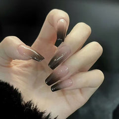 Black Gradient Fake Nails - 24Pcs