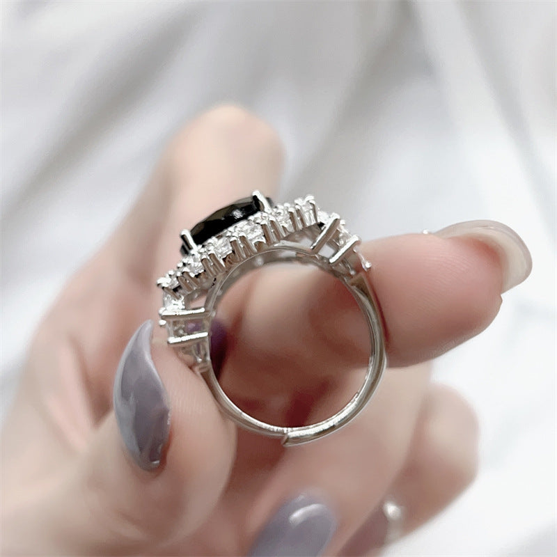 Black Zircon Ring - Adjustable