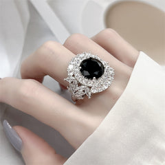 Black Zircon Ring - Adjustable