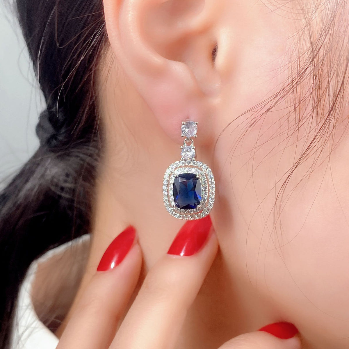 ZER02 - Blue Cubic Zirconia Earrings