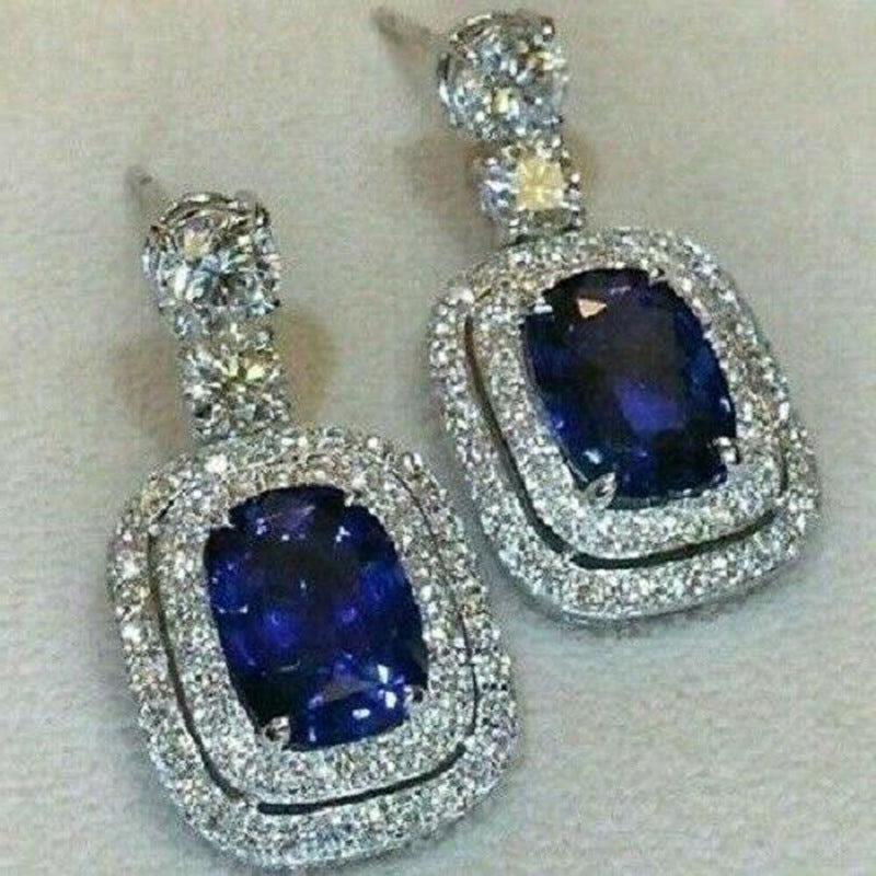 ZER02 - Blue Cubic Zirconia Earrings