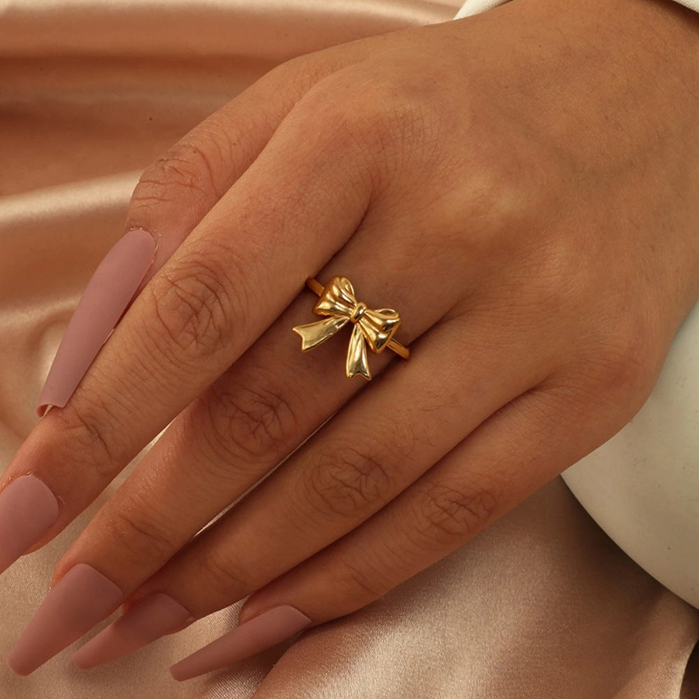 SRNG-28 - Bow Stainless Steel Ring - Adjustable