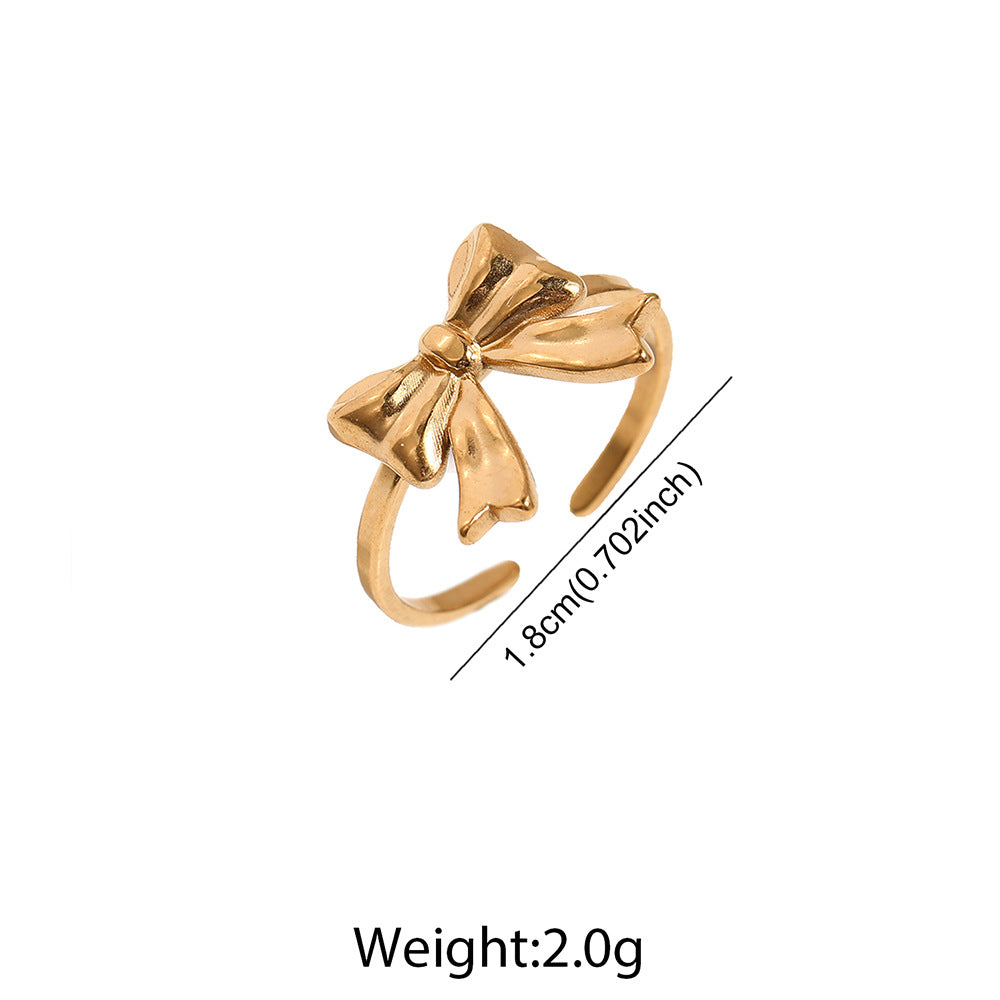 SRNG-28 - Bow Stainless Steel Ring - Adjustable