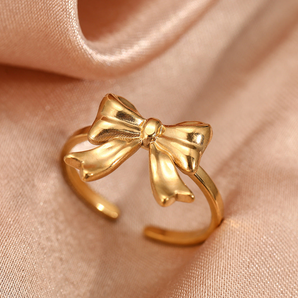 SRNG-28 - Bow Stainless Steel Ring - Adjustable