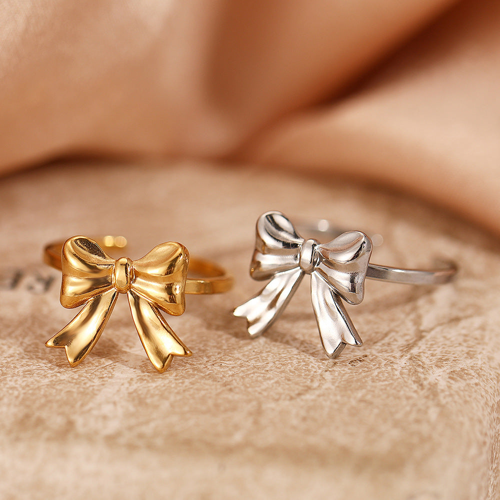 SRNG-28 - Bow Stainless Steel Ring - Adjustable