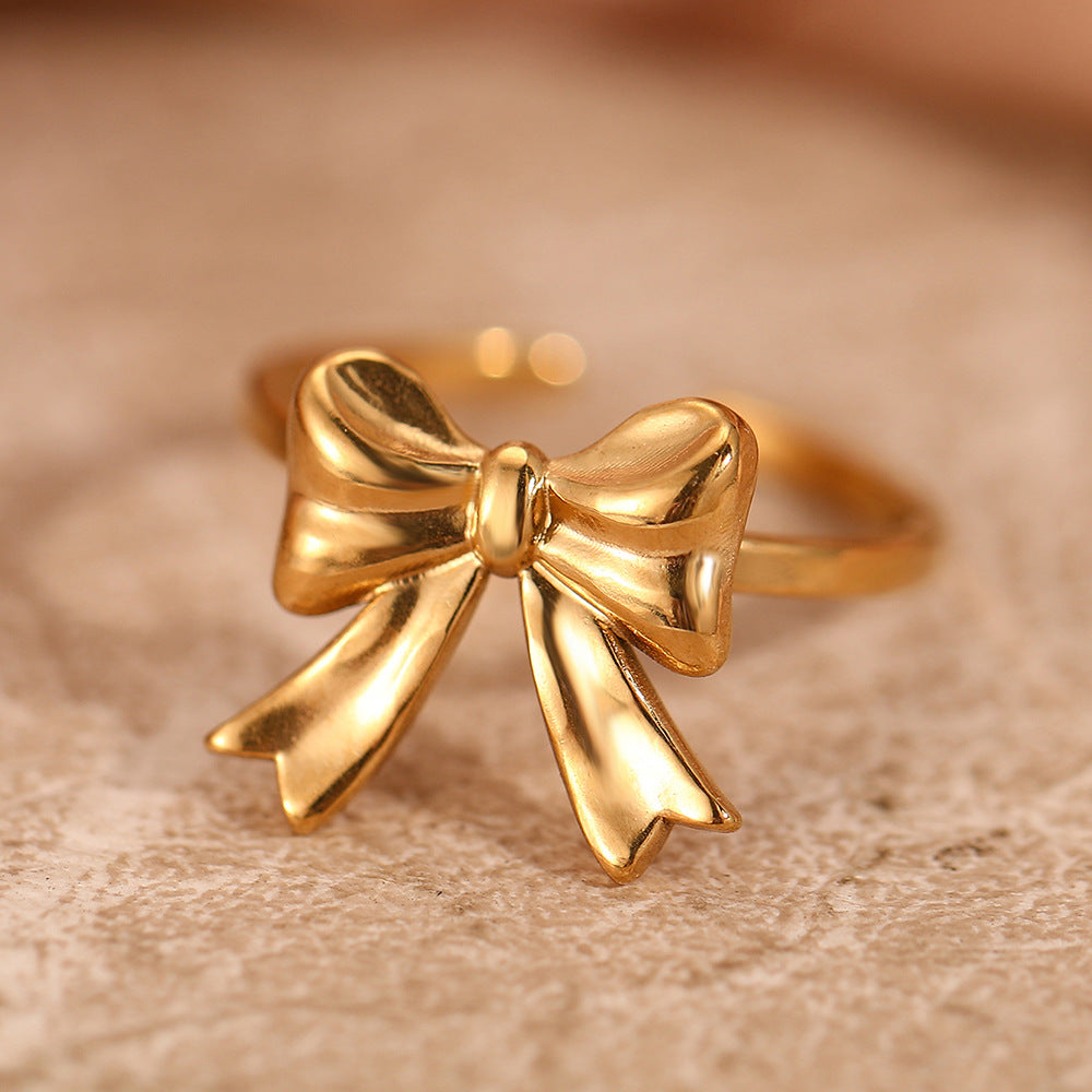 SRNG-28 - Bow Stainless Steel Ring - Adjustable