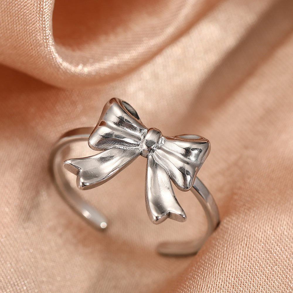 SRNG-28 - Bow Stainless Steel Ring - Adjustable