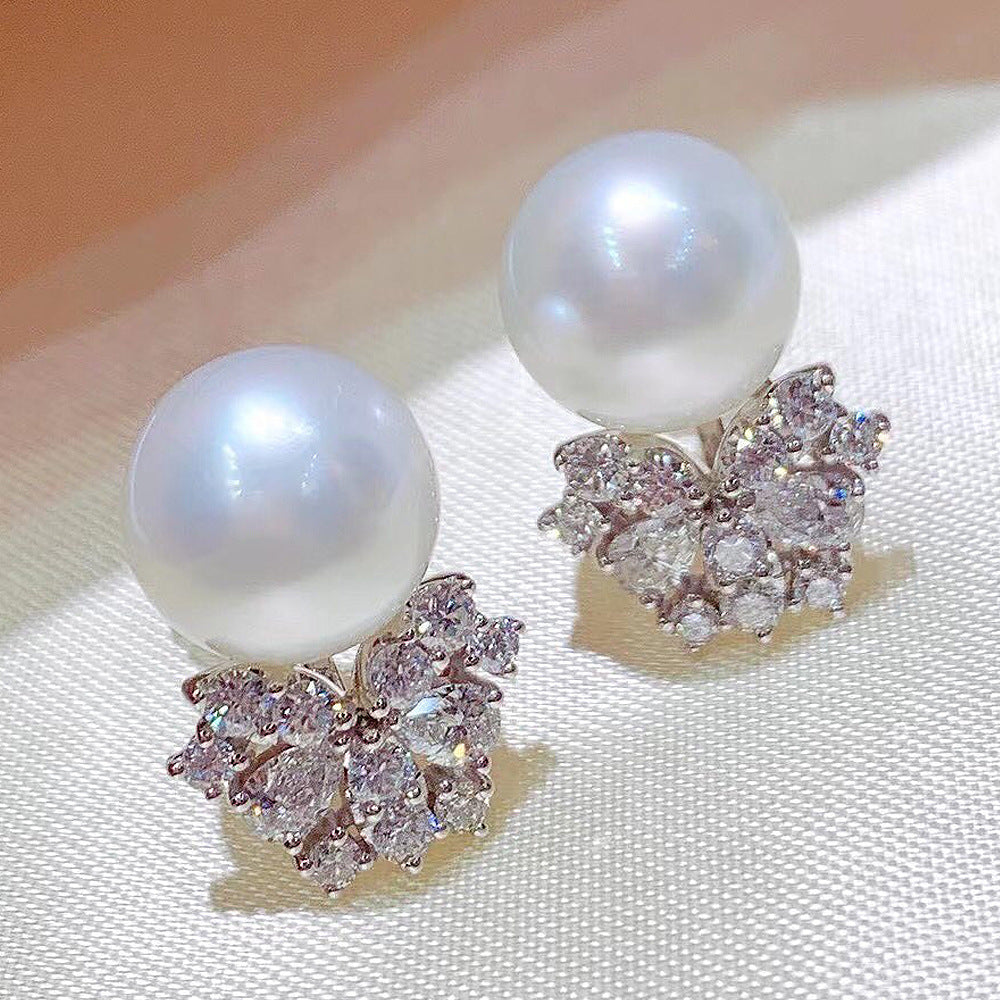 ZER01 - Butterfly Pearl Zircon Flower Earrings