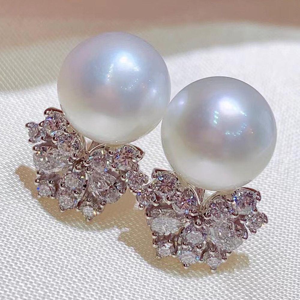 ZER01 - Butterfly Pearl Zircon Flower Earrings