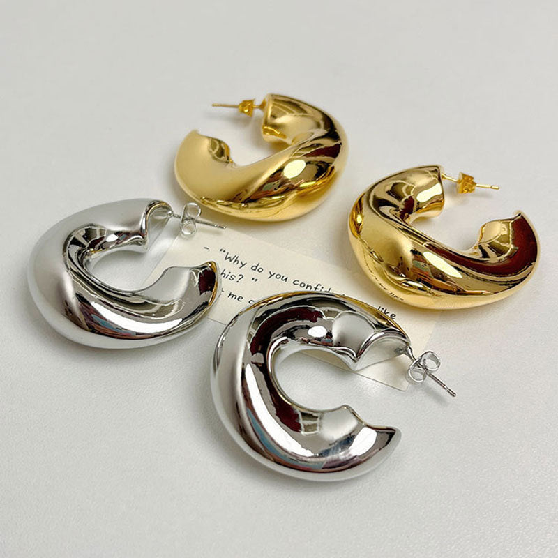 C- Shaped Circle Hollow Earrings
