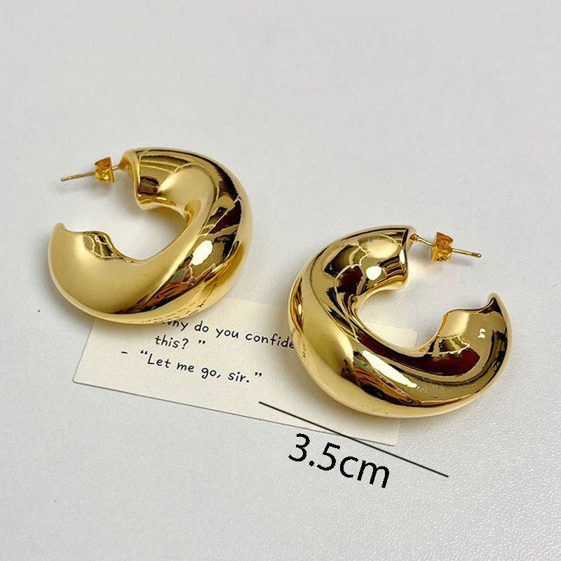C- Shaped Circle Hollow Earrings