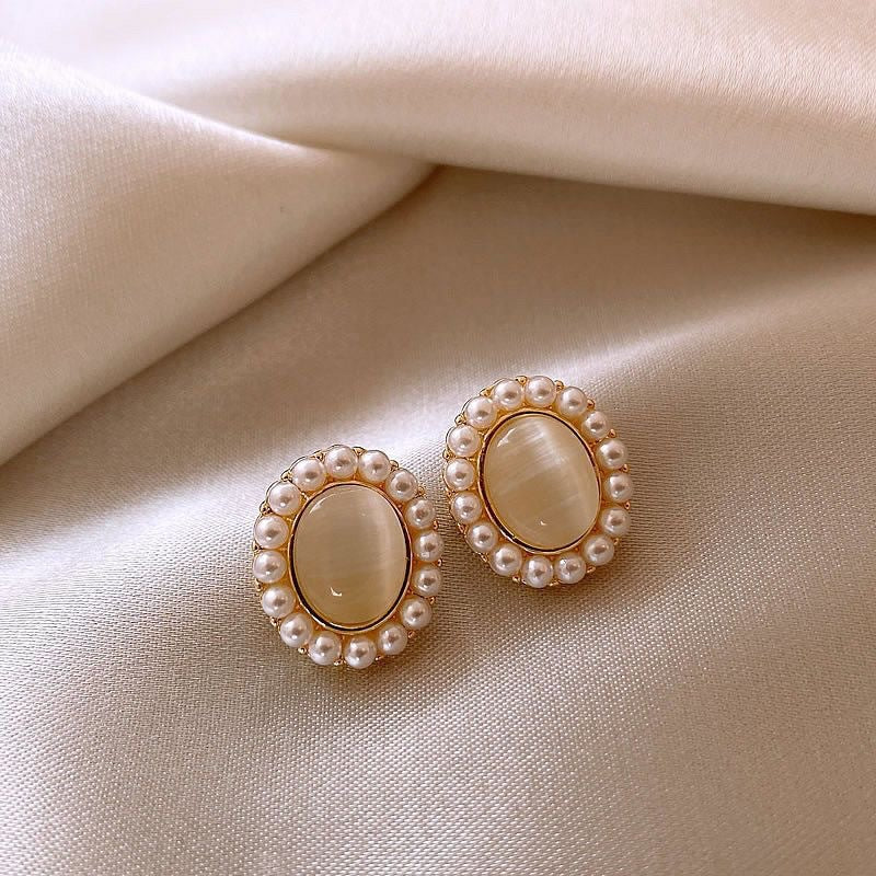 Cat's Eye Pearl Earrings