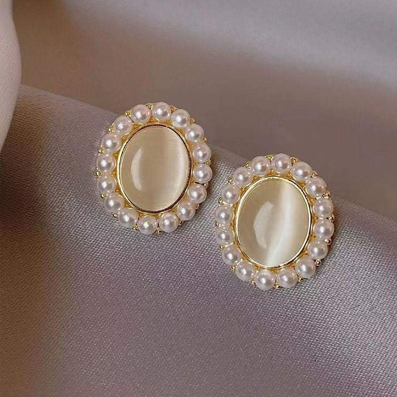 Cat's Eye Pearl Earrings