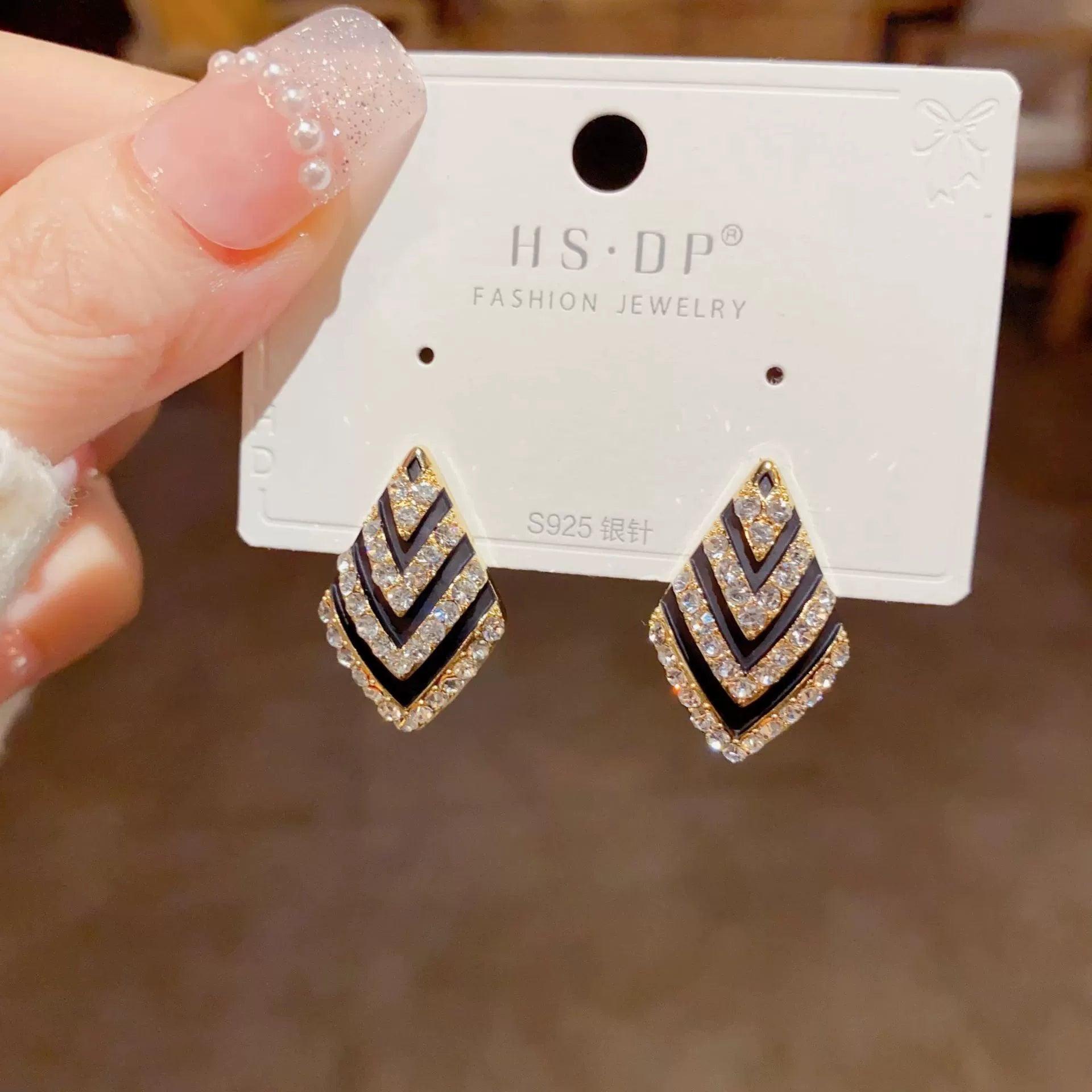 Chic Black & Gold Geometric Stud Earrings