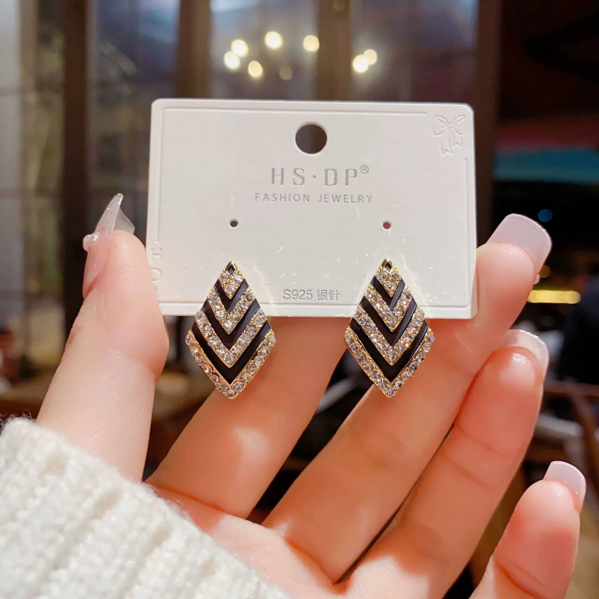 Chic Black & Gold Geometric Stud Earrings