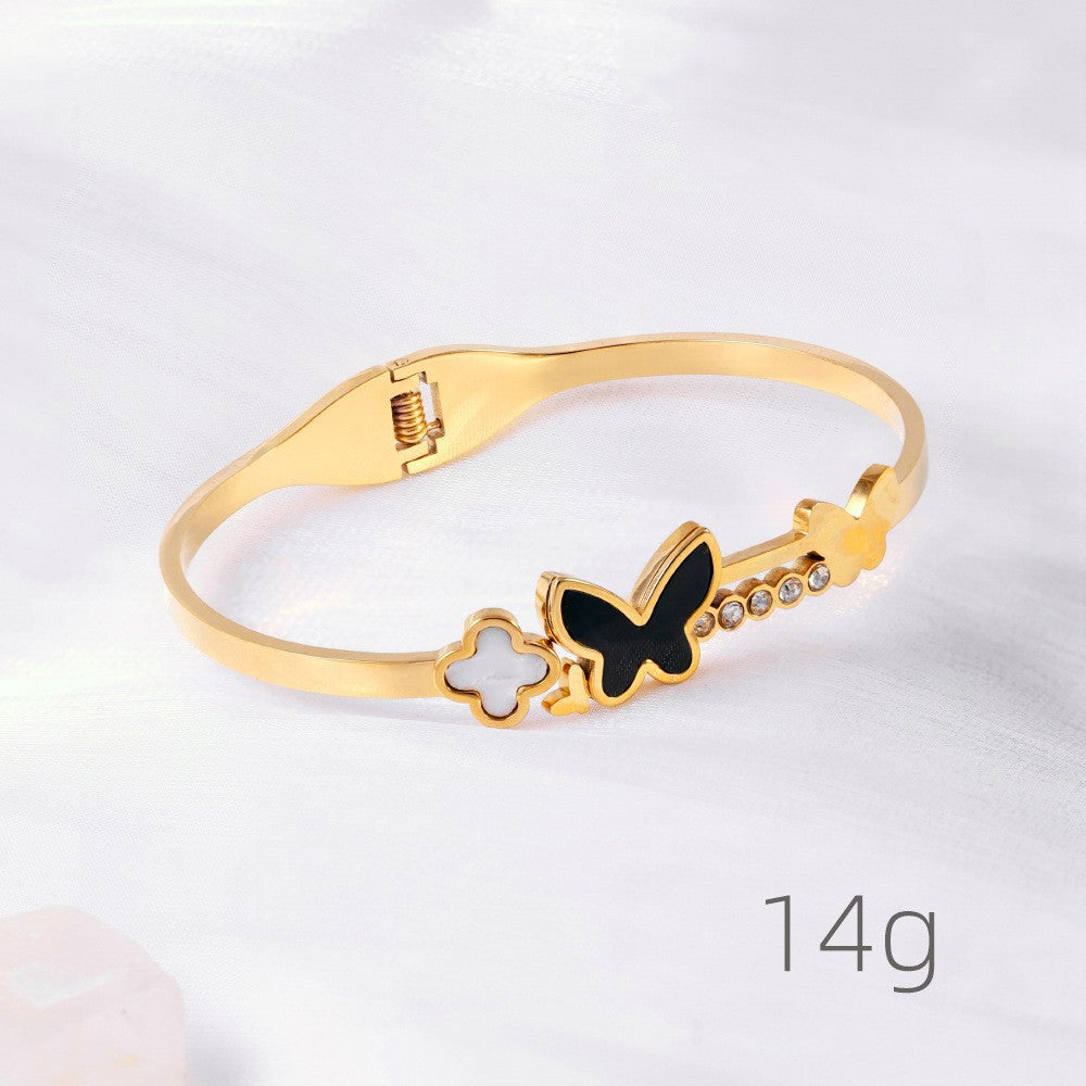 Chic Butterfly and Clover Stainless Steel Bracelet  | Zi Collection Hub