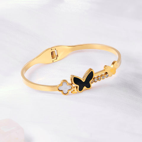 Chic Butterfly and Clover Stainless Steel Bracelet  | Zi Collection Hub