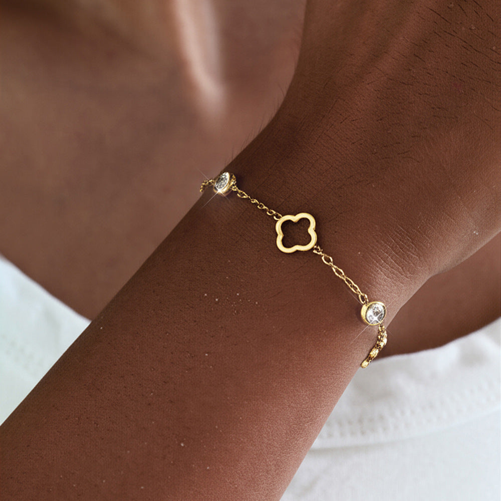 SBRAL02 - Clover Flower Hollow Stainless Steel Bracelet
