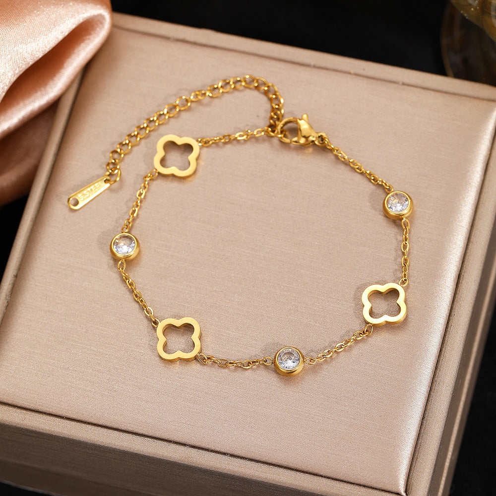 SBRAL02 - Clover Flower Hollow Stainless Steel Bracelet