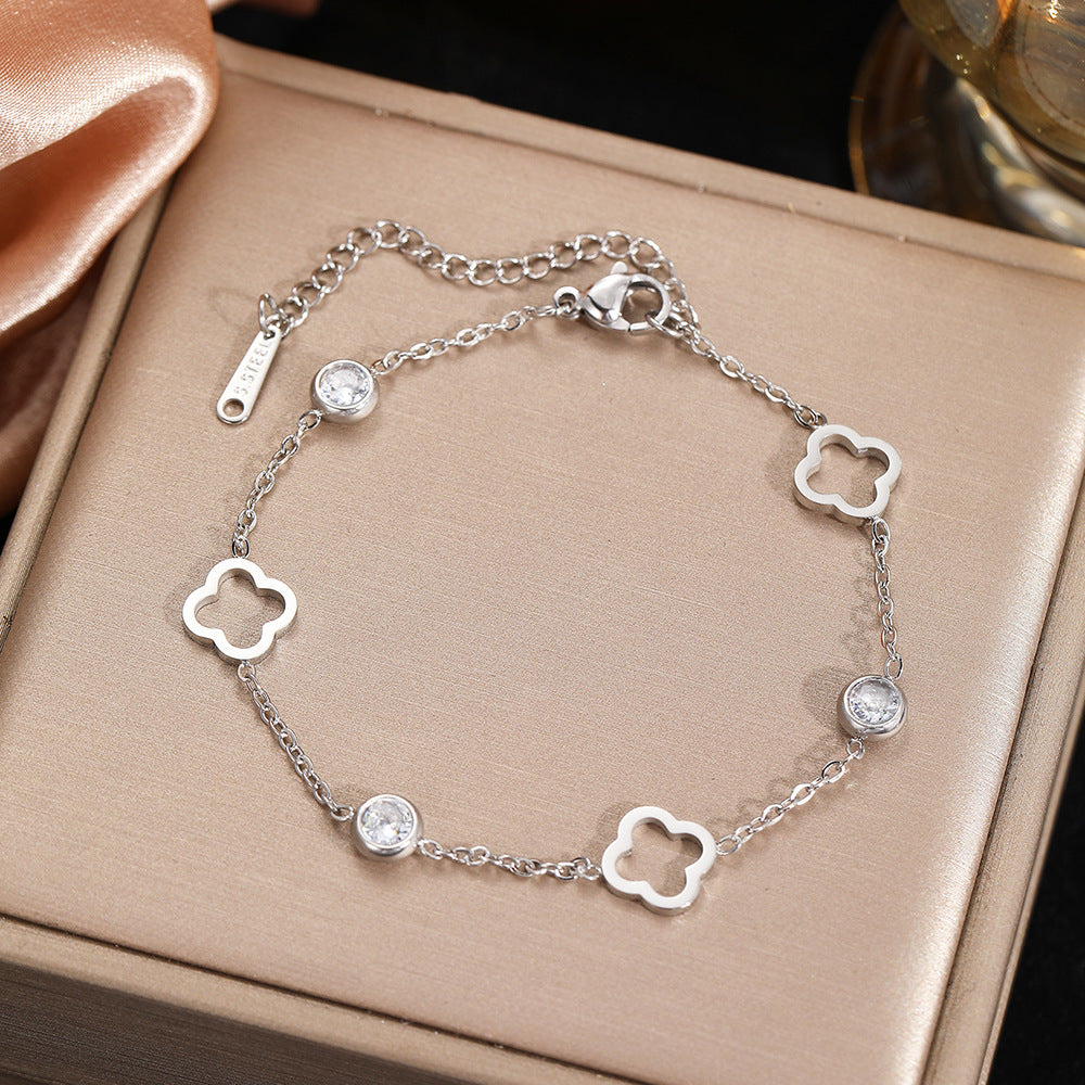 SBRAL02 - Clover Flower Hollow Stainless Steel Bracelet