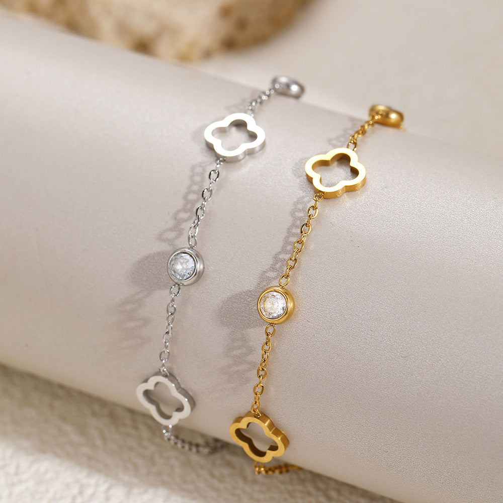 SBRAL02 - Clover Flower Hollow Stainless Steel Bracelet