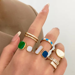 Colorful Geometric Rings Set