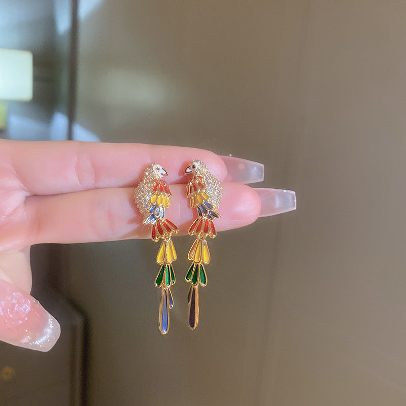 Colorful Parrot Drop Earrings – Exotic & Elegant