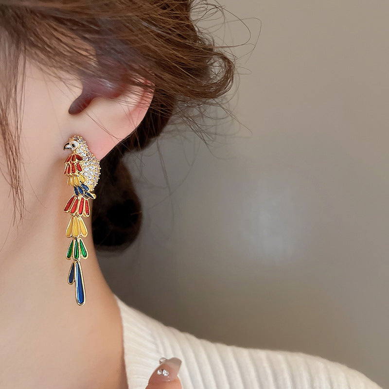 Colorful Parrot Drop Earrings – Exotic & Elegant
