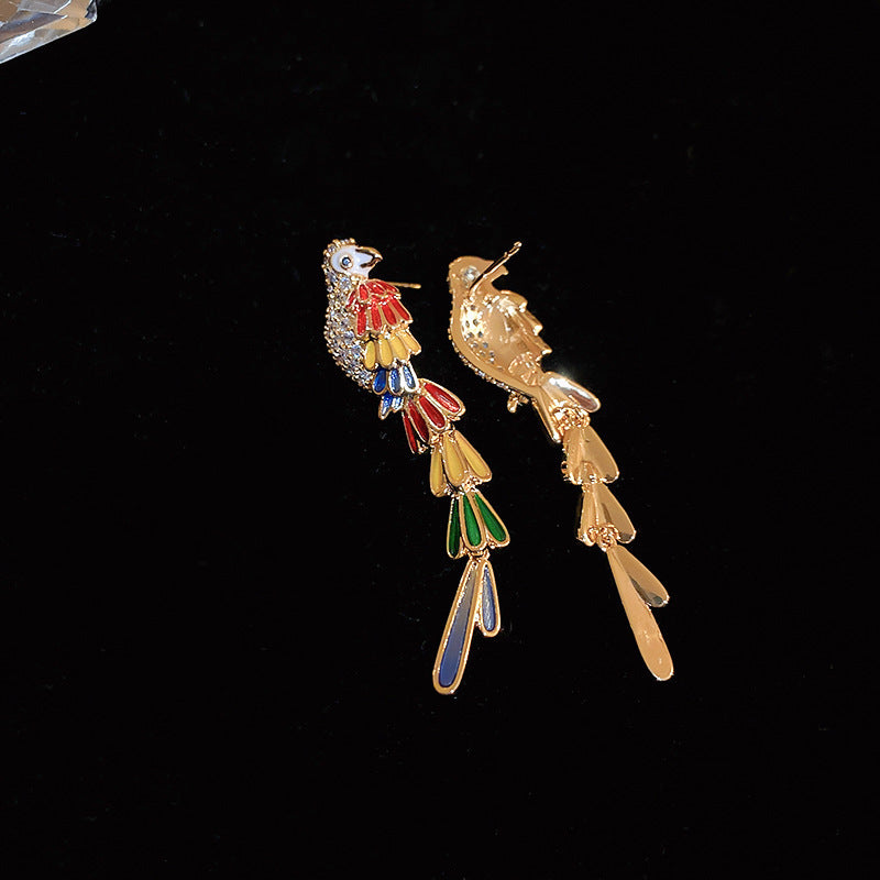 Colorful Parrot Drop Earrings – Exotic & Elegant