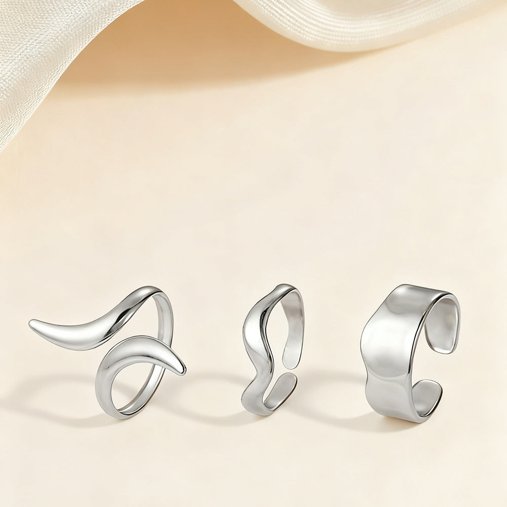 SRNG-10 - Concave-Convex Stainless Steel Ring - Adjustable