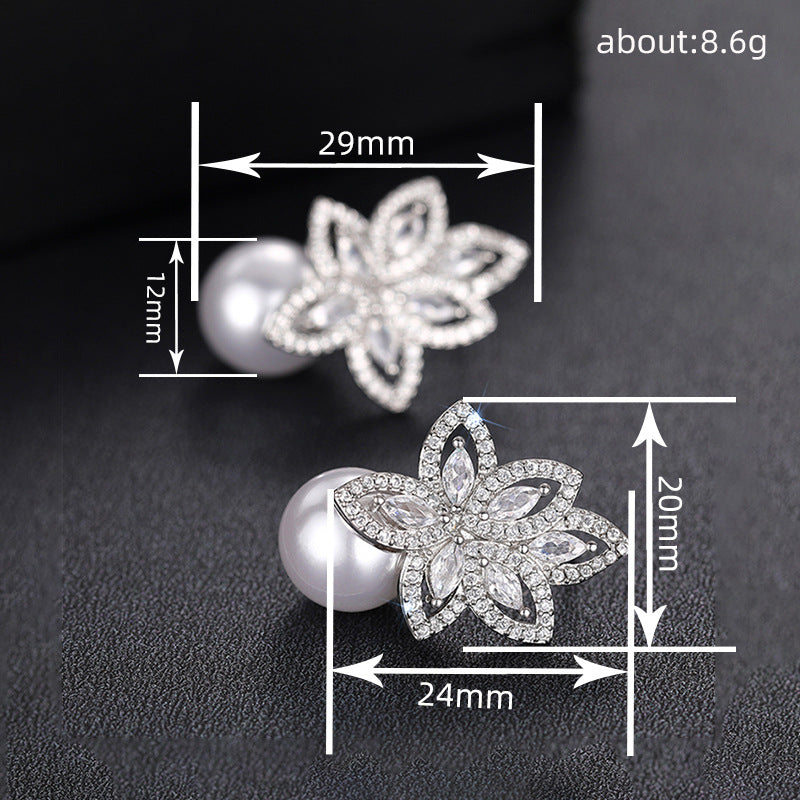 ZER32 - Creative Floral Pearl Stud Earrings