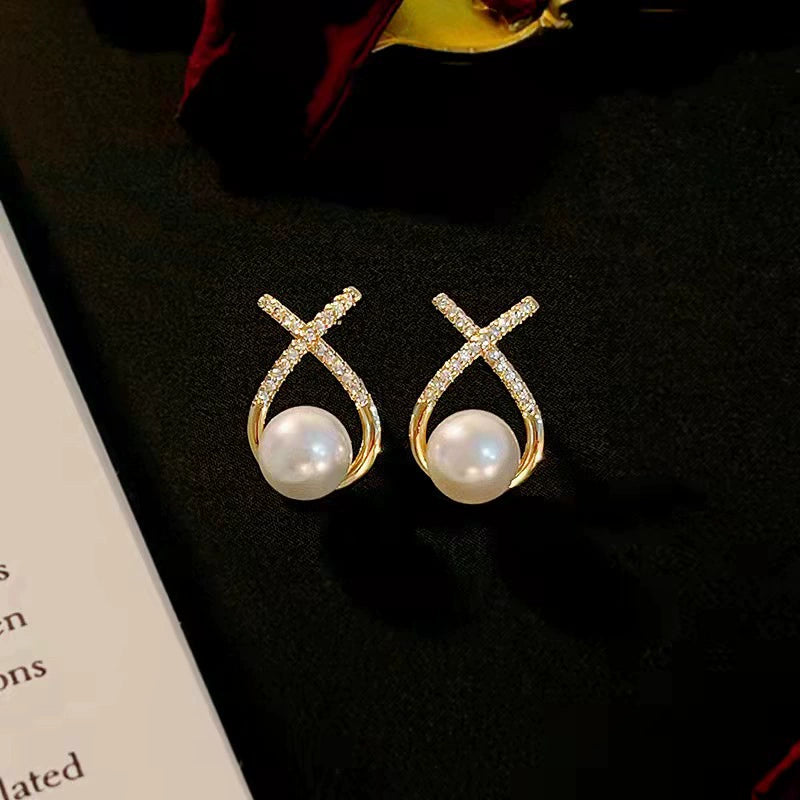 Cross Pearl Earrings
