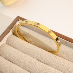 Crystal-Studded Titanium Steel Bracelet
