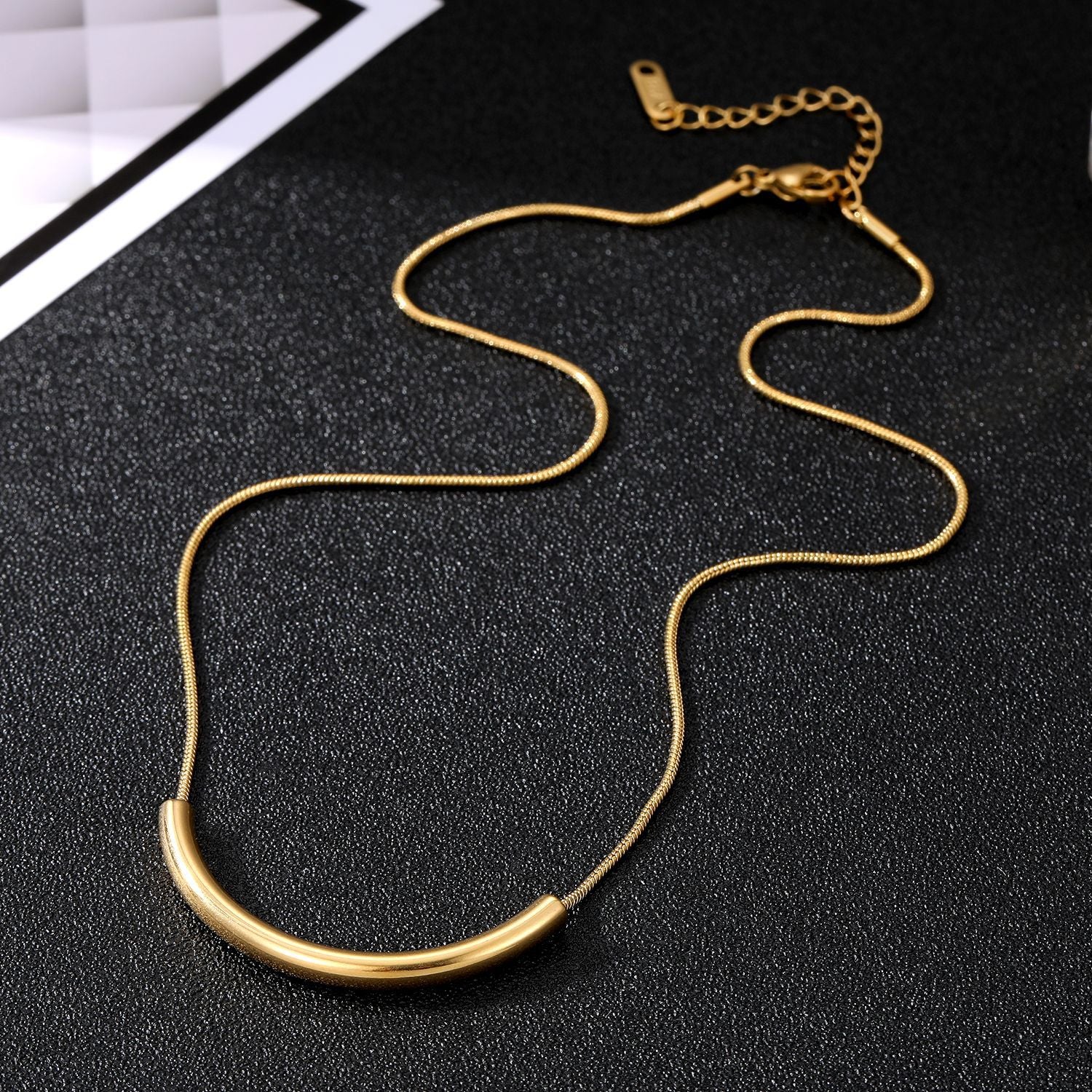 SNKL07 - Curved Tube Stainless Steel Necklace