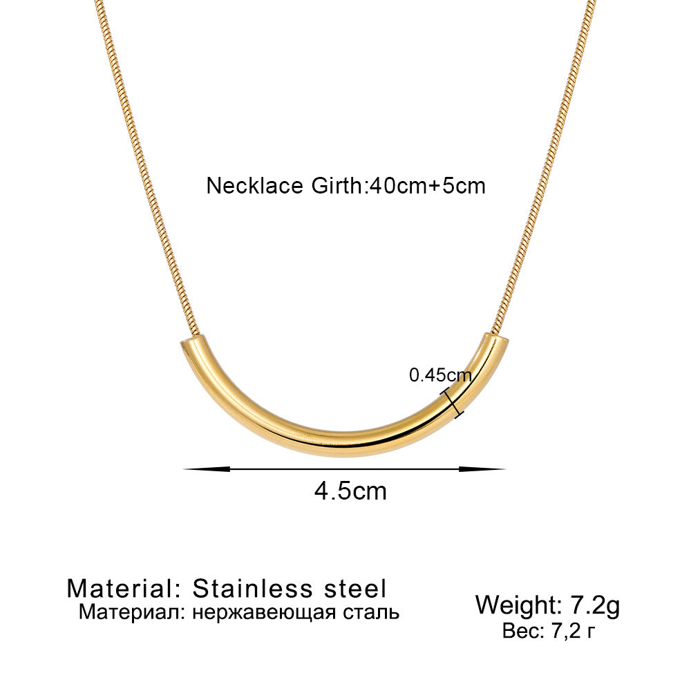 SNKL07 - Curved Tube Stainless Steel Necklace