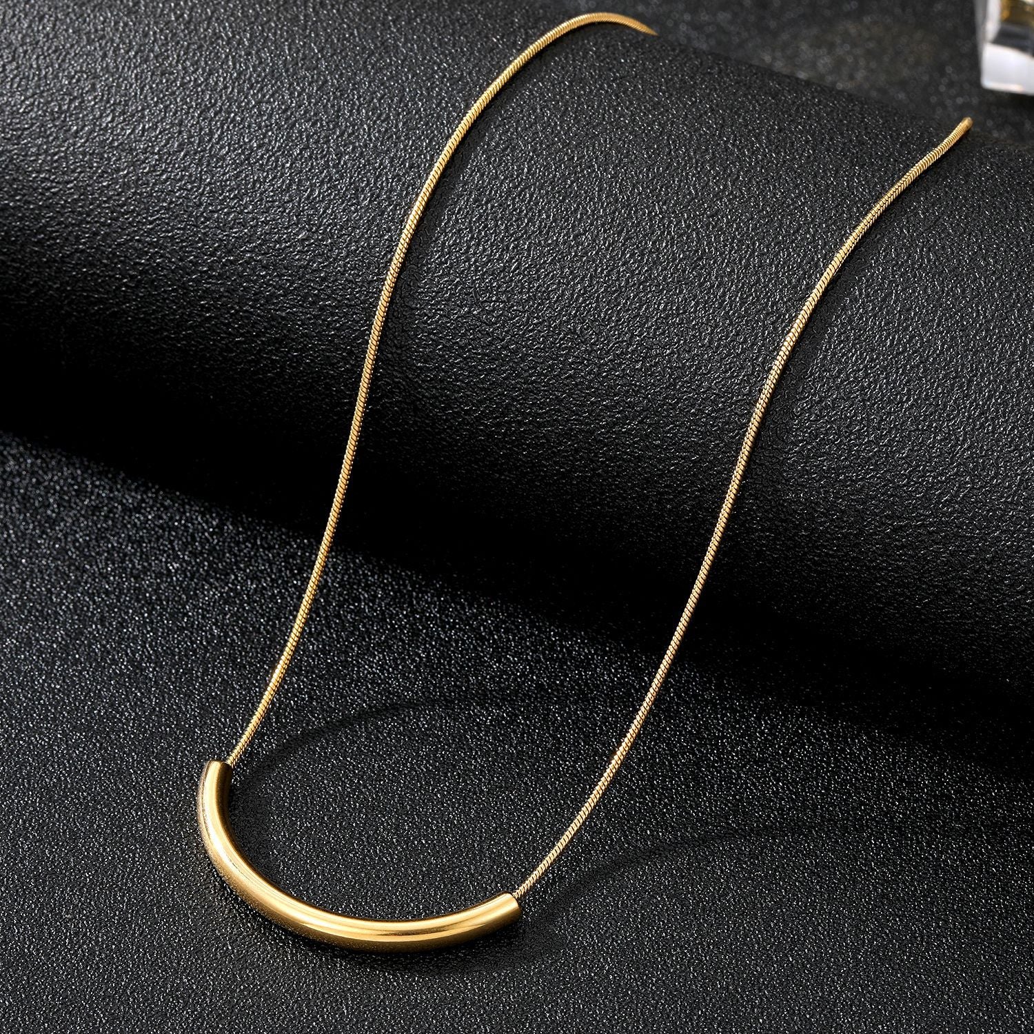 SNKL07 - Curved Tube Stainless Steel Necklace