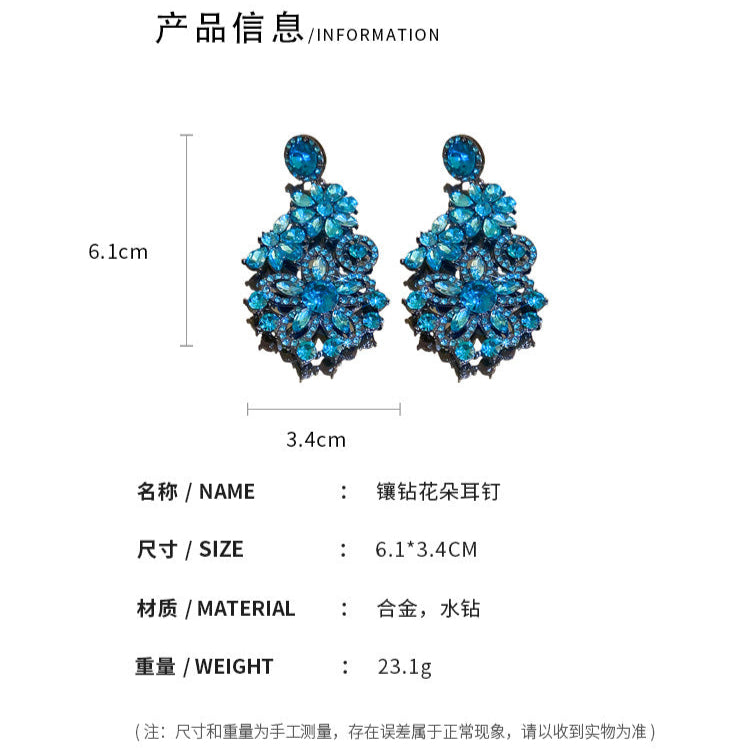 Dazzling Blue Crystal Statement Earrings