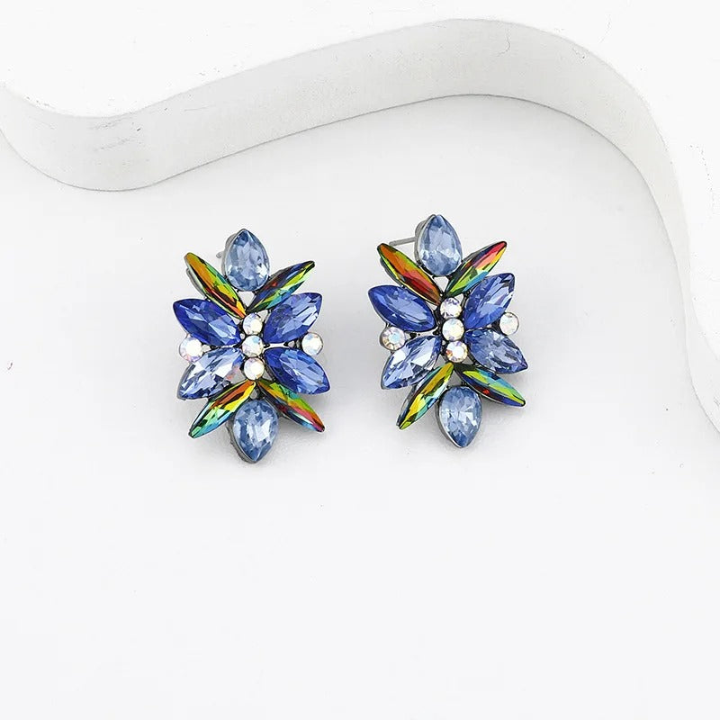 Dazzling Multicolor Crystal Stud Earrings – Sparkle & Shine