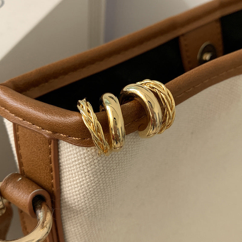 Double-Layer Twist Metal Earrings