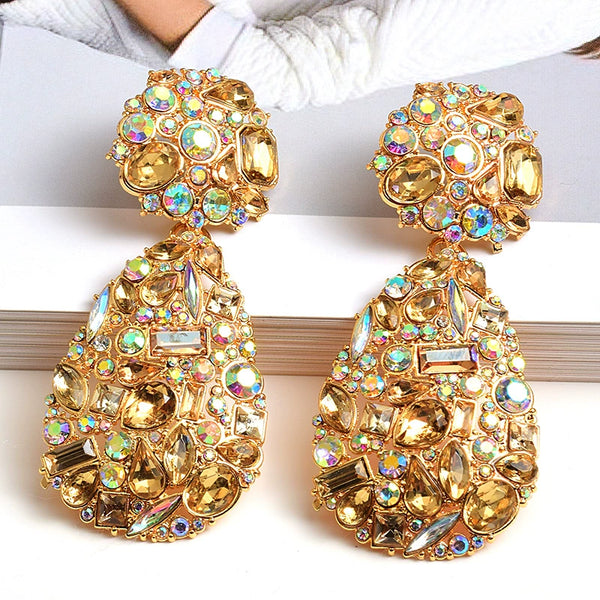 Champagne Rhinestone Water Drop Earrings