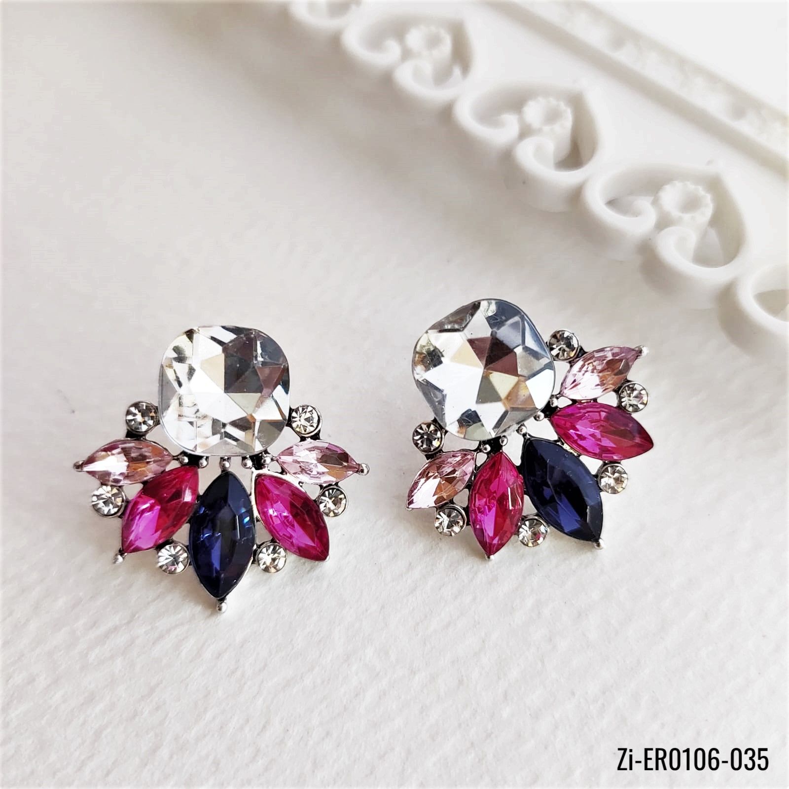 Natural Crystal Stud Earrings