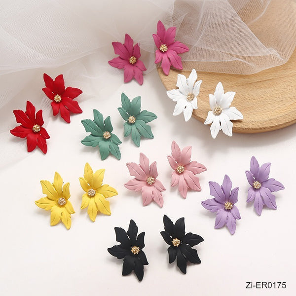 Colorful Candy Color Stud Earring Maple Leaves Shape Earring - Zi Collection Hub