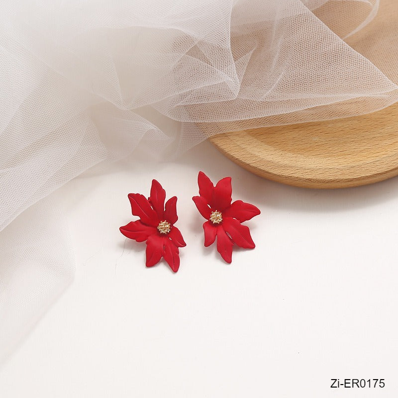 Colorful Candy Color Stud Earring Maple Leaves Shape Earring - Zi Collection Hub