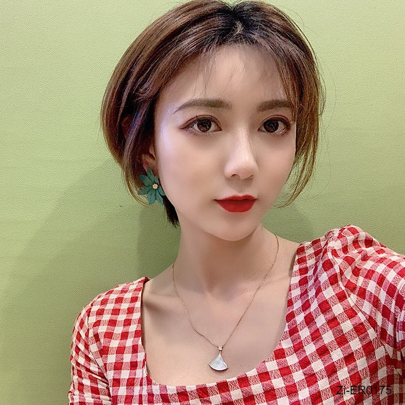 Colorful Candy Color Stud Earring Maple Leaves Shape Earring - Zi Collection Hub