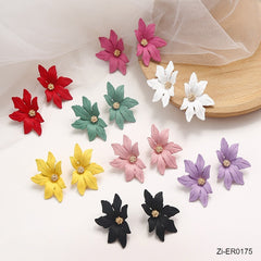 Colorful Candy Color Stud Earring Maple Leaves Shape Earring