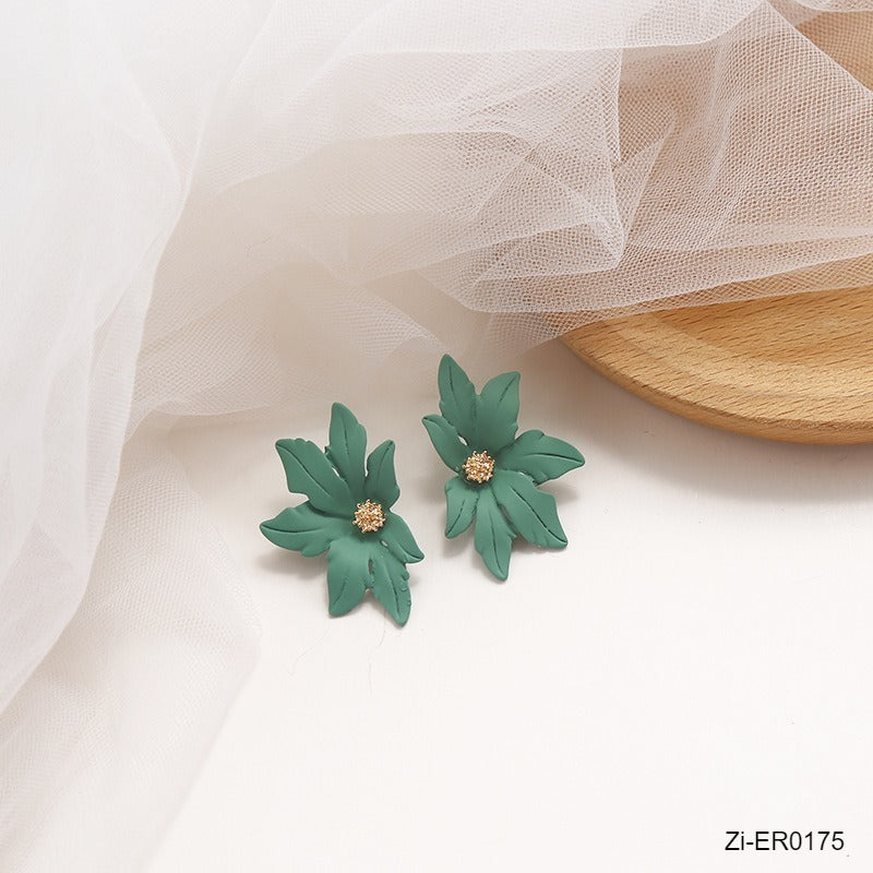 Colorful Candy Color Stud Earring Maple Leaves Shape Earring - Zi Collection Hub