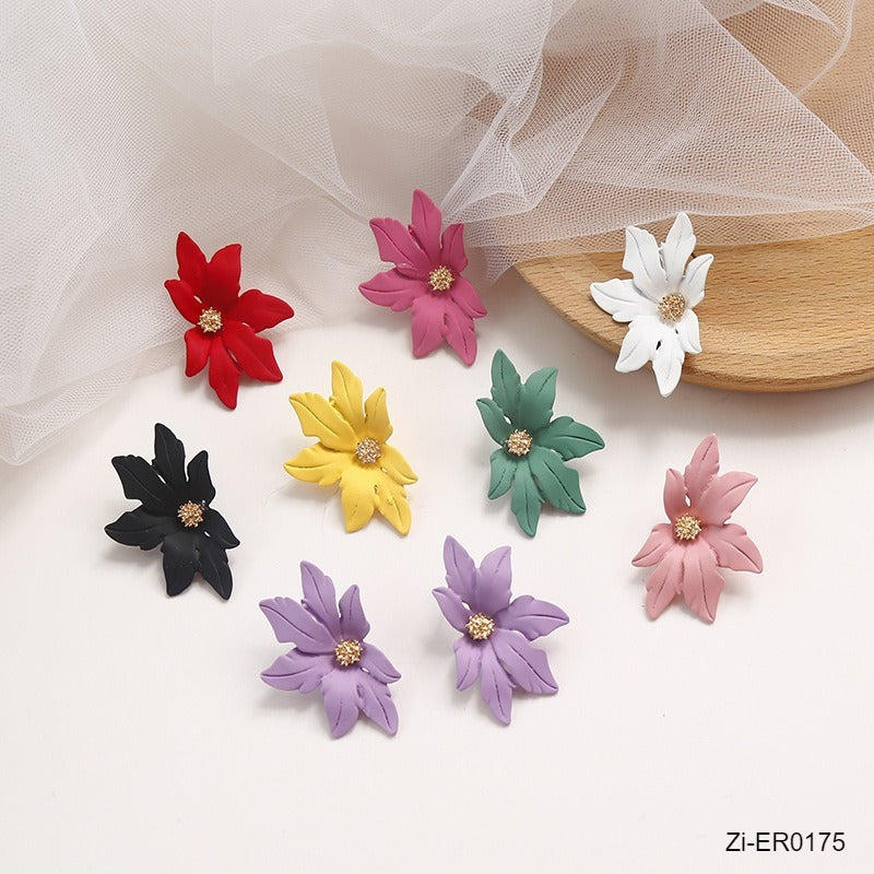 Colorful Candy Color Stud Earring Maple Leaves Shape Earring - Zi Collection Hub