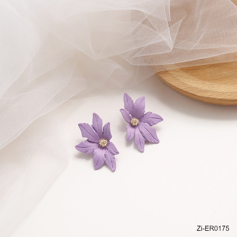 Colorful Candy Color Stud Earring Maple Leaves Shape Earring - Zi Collection Hub